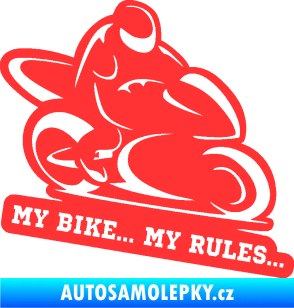 Samolepka Motorkář 012 pravá s textem světle červená