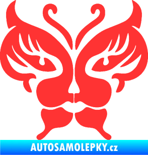 Samolepka Motýl 016 kočičí obličej světle červená