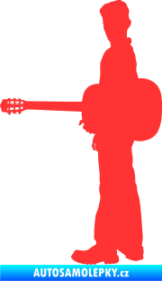 Samolepka Music 003 levá hráč na kytaru světle červená