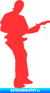 Samolepka Music 006 pravá hráč na kytaru světle červená