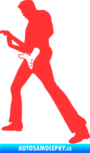 Samolepka Music 008 levá hráč na kytaru světle červená