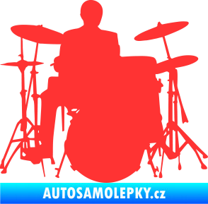 Samolepka Music 009 pravá hráč na bicí světle červená