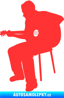 Samolepka Music 012 levá  kytarista světle červená