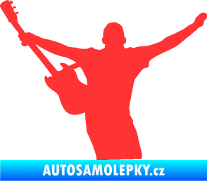 Samolepka Music 024 levá kytarista rocker světle červená