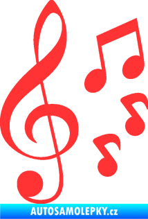 Samolepka Music noty a houslový klíč 002 světle červená