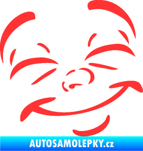 Samolepka Obličej 004 pravá šťastný světle červená