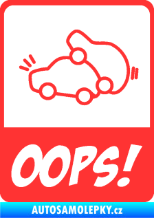 Samolepka Oops love cars 002 světle červená