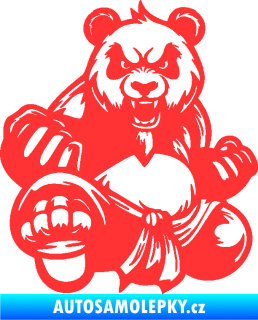 Samolepka Panda 012 levá Kung Fu bojovník světle červená