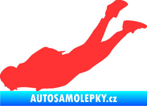 Samolepka Parašutista 003 levá skok z letadla světle červená