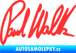 Samolepka Paul Walker 002 podpis světle červená