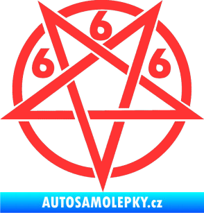 Samolepka Pentagram 666 světle červená