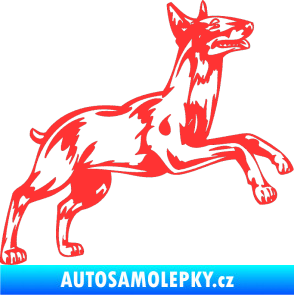 Samolepka Pes 015 pravá Bulteriér světle červená