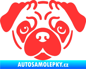 Samolepka Pes 067 Mopsík světle červená