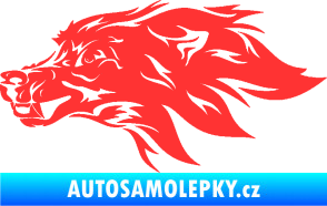 Samolepka Pes 127 levá hlava světle červená