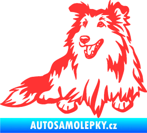 Samolepka Pes 162 levá sheltie světle červená