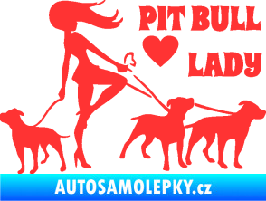 Samolepka Pit Bull lady pravá světle červená