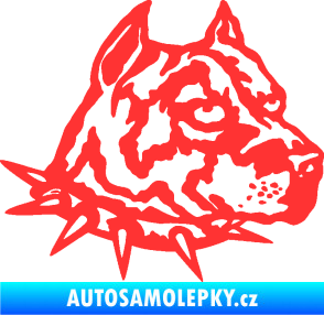 Samolepka Pitbull hlava 006 pravá světle červená