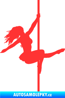 Samolepka Pole dance 001 pravá tanec na tyči světle červená
