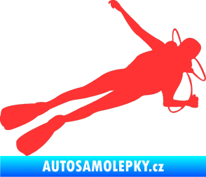 Samolepka Potápěč 004 pravá světle červená