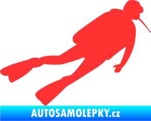 Samolepka Potápěč 006 pravá světle červená