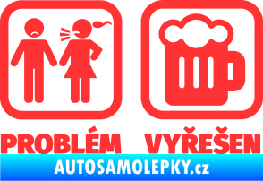 Samolepka Problém? Vyřešen 008 na pivo světle červená