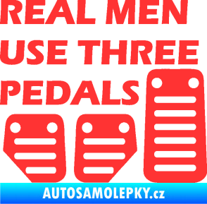 Samolepka Real men use three pedals světle červená