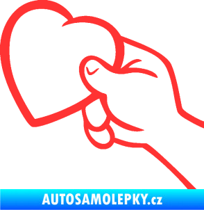Samolepka Ruka se srdíčkem levá světle červená
