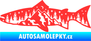 Samolepka Ryba 021 levá noční rybaření světle červená