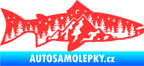 Samolepka Ryba 021 pravá noční rybaření světle červená