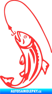 Samolepka Ryba s návnadou 003 levá světle červená