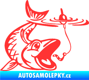 Samolepka Ryba s návnadou 004 pravá světle červená