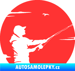 Samolepka Rybář 022 pravá světle červená