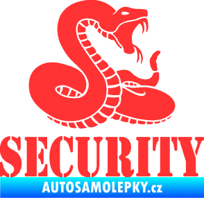 Samolepka Security hlídáno - pravá had světle červená