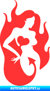 Samolepka Sexy žena 004 pravá s ďáblem v těle světle červená