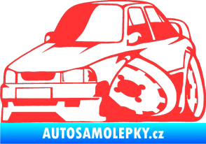 Samolepka Škoda 130 karikatura levá světle červená