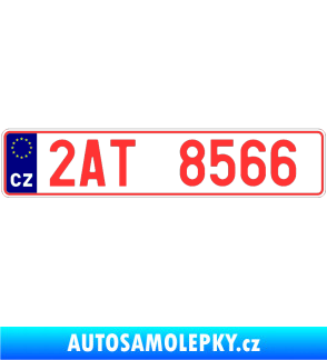 Samolepka SPZ s EU neodrazkový podklad světle červená