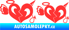 Samolepka Srdce anděl s ďáblem světle červená