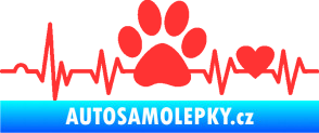 Samolepka Srdeční tep 005 pravá tlapka a srdíčko světle červená
