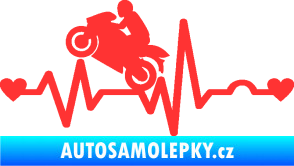 Samolepka Srdeční tep 013 levá motorkář světle červená