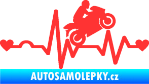 Samolepka Srdeční tep 013 pravá motorkář světle červená