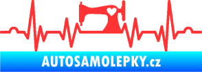 Samolepka Srdeční tep 015 levá šicí stroj světle červená