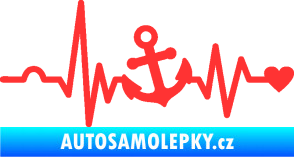 Samolepka Srdeční tep 031 levá kotva světle červená