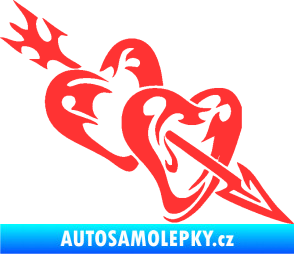 Samolepka Srdíčka 001 pravá se šípem světle červená