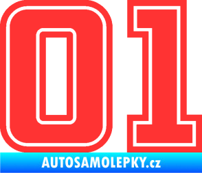 Samolepka Startovní číslo 01 typ 5 světle červená