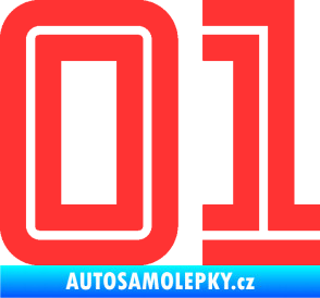 Samolepka Startovní číslo 01 typ 7 světle červená