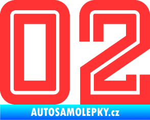 Samolepka Startovní číslo 02 typ 7 světle červená