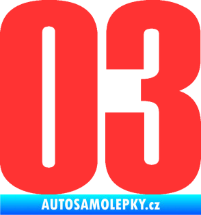 Samolepka Startovní číslo 03 typ 2   světle červená