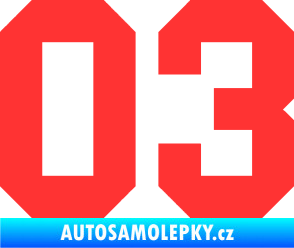 Samolepka Startovní číslo 03 světle červená