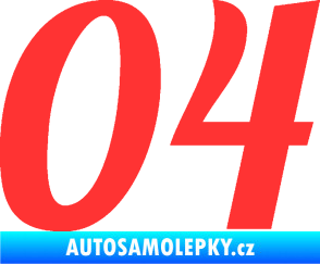 Samolepka Startovní číslo 04 typ 3 světle červená