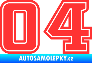 Samolepka Startovní číslo 04 typ 5 světle červená